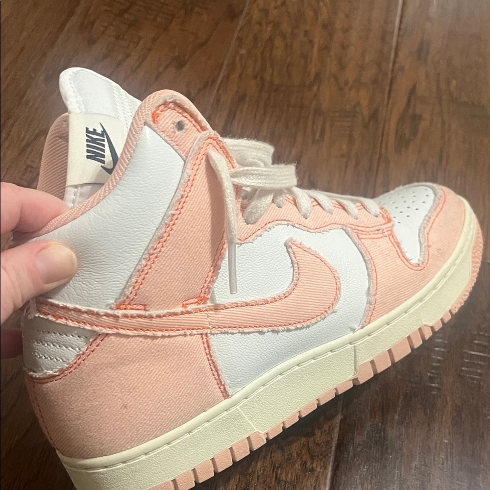 Nike High-Top Sneakers in Peach and White - Picture 9 of 11